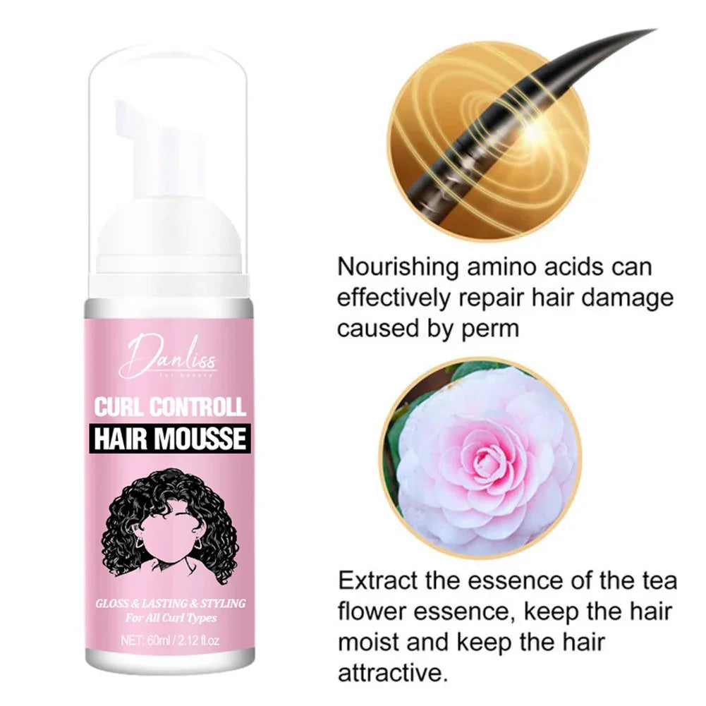 1/2PCS Curl Defining Mousse, Anti-Frizz Bouncy Cream Hair Curling Cream Mousse Hydrate Defined Curl Enhancer hair Styling Creamy Peaceful Pleasures Health and Wellness