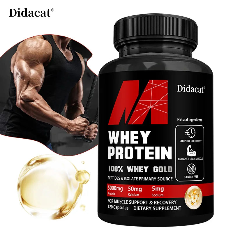 Whey Protein Capsules - Contains 5000mg of Protein - Supports Recovery, Balanced Muscle Health, Gluten Free,NON-GMO Peaceful Pleasures Health and Wellness