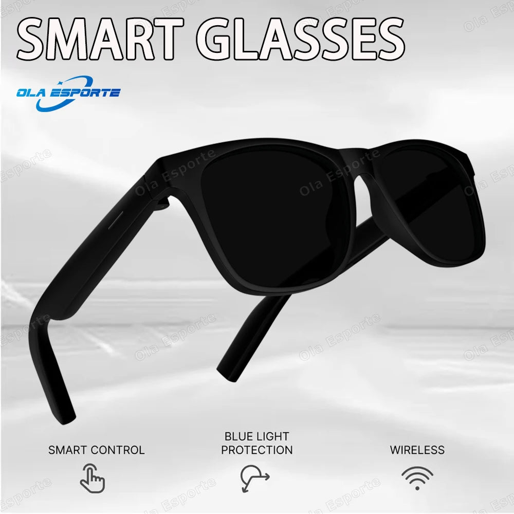 New Men's Smart Glasses Women's Bluetooth Glasses Voice Call Control Music UV Polarized Sunglasses Headphone Glasses Man 2026 Peaceful Pleasures Health and Wellness Bk-Bk