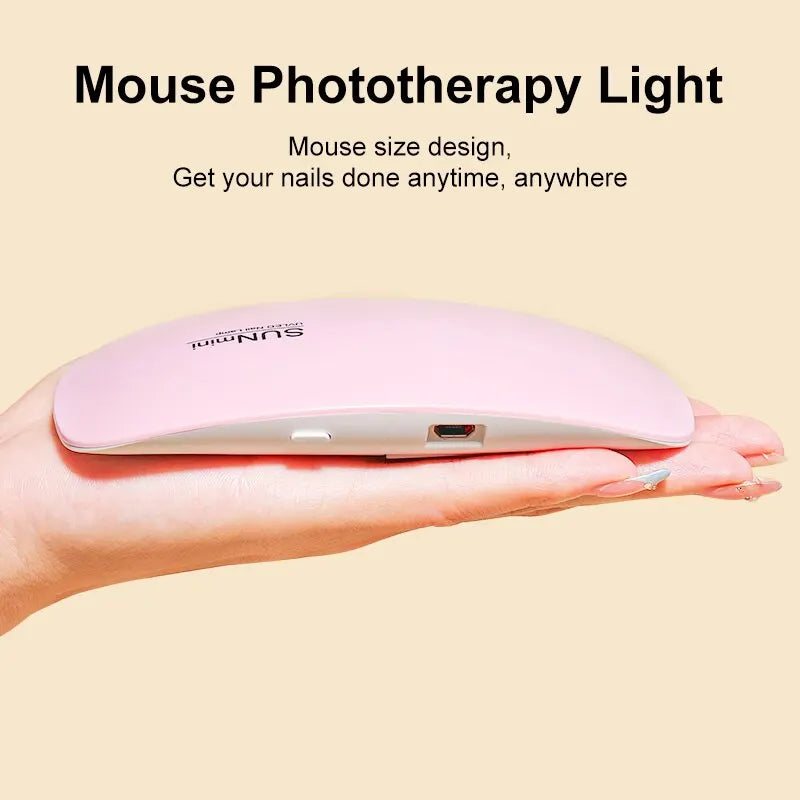 Mini 6W UV LED Nail Lamp Portable 6 LED Beads Gel Polish Dryer with USB Cable 45s/60s Timer Manicure Curing Light for Home Salon Peaceful Pleasures Health and Wellness