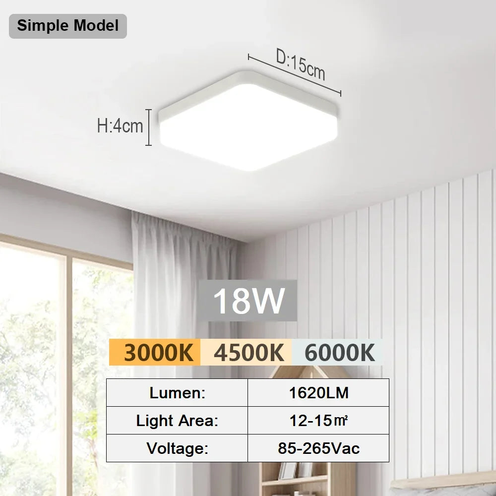 RUNTOIN Square LED Panel Ceiling Light | Ultra-Thin Flush Mount