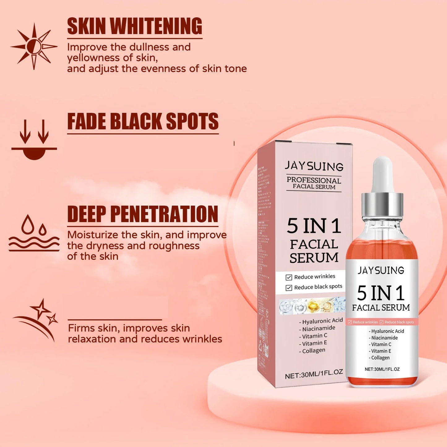 5-in-1 Facial Serum – Hyaluronic Acid, Niacinamide & Vitamin C