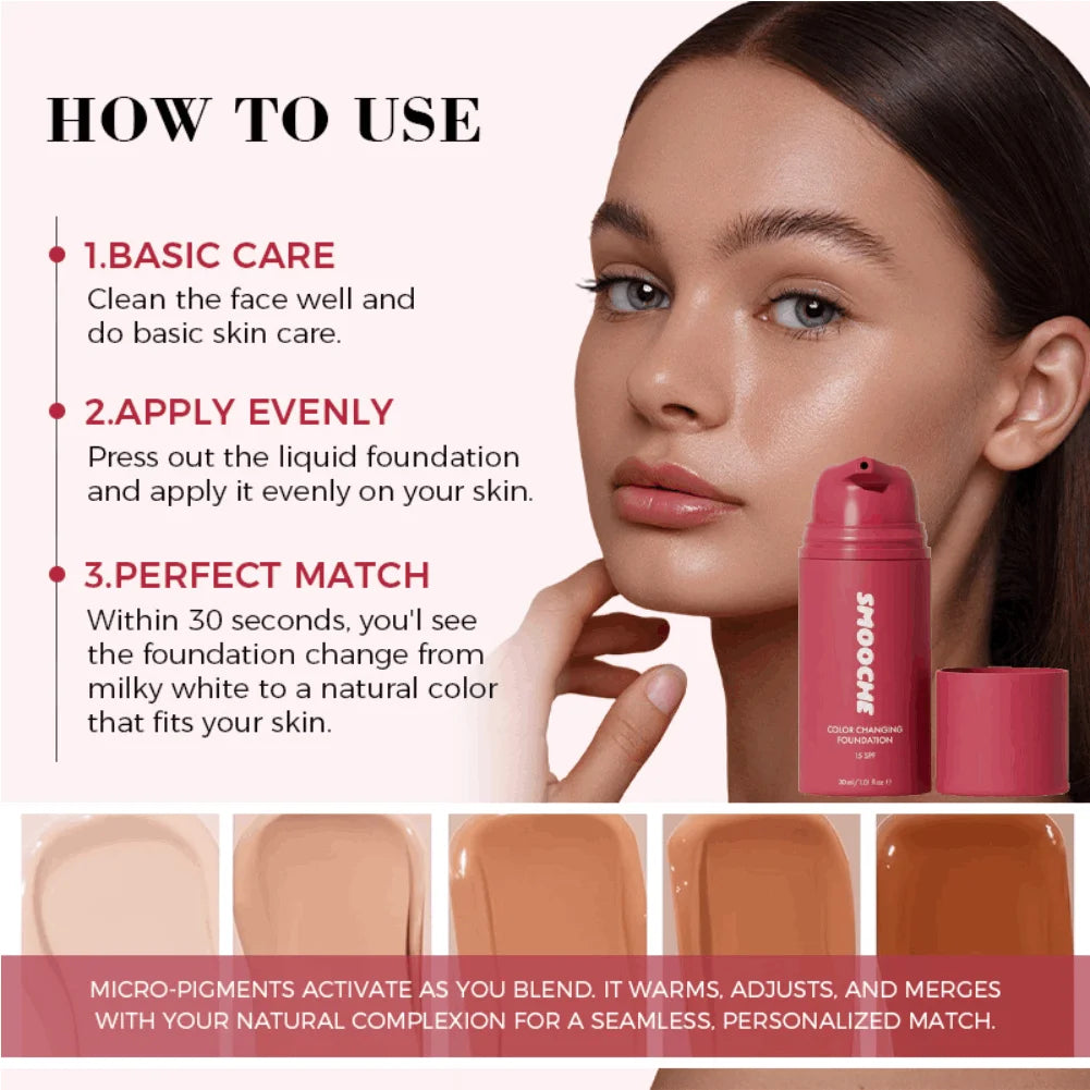 Color Changing Foundation – Self-Adjusting Shade & Full Coverage