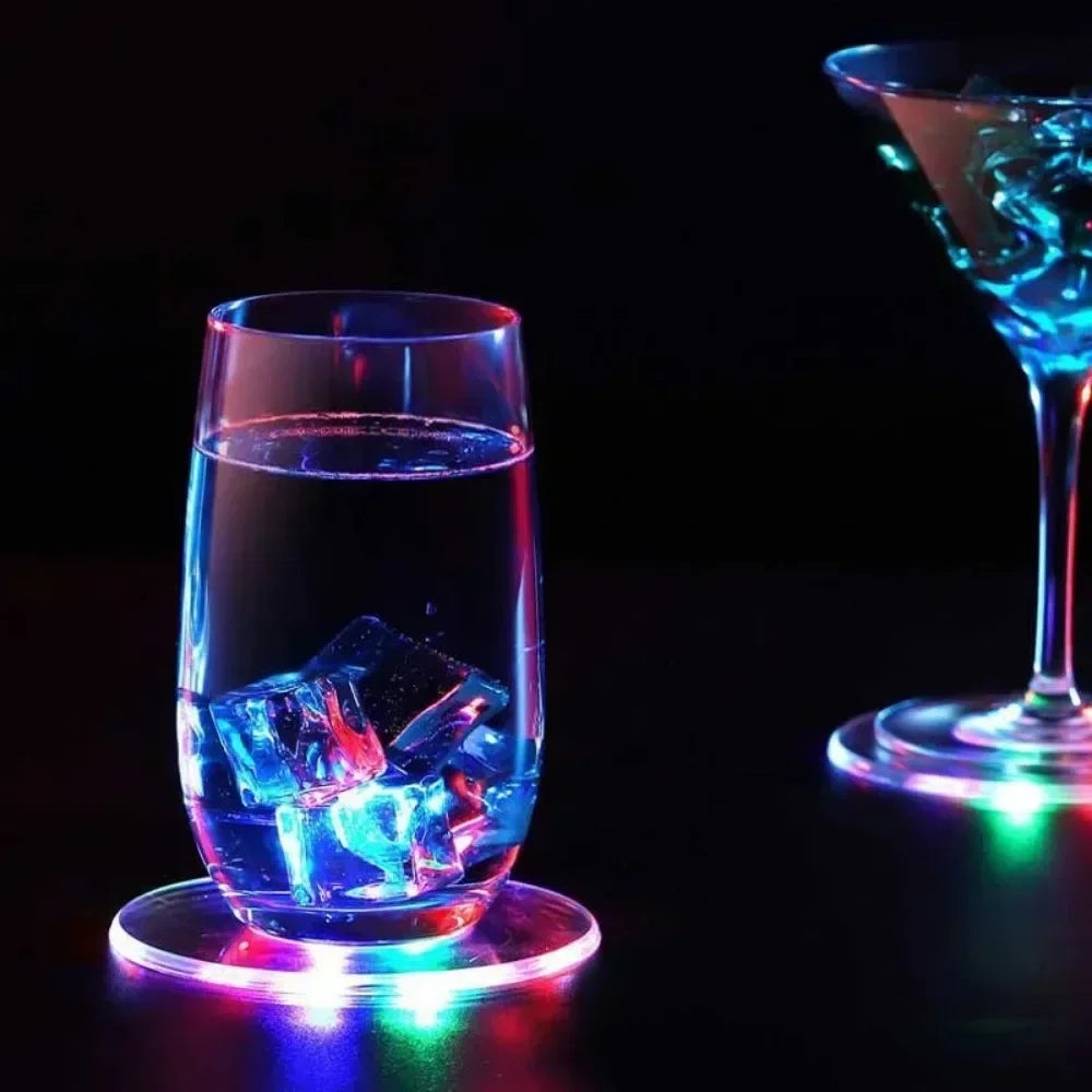 LED Glow Coaster & Bottle Ring Light – Colorful Flashing Bar Mat