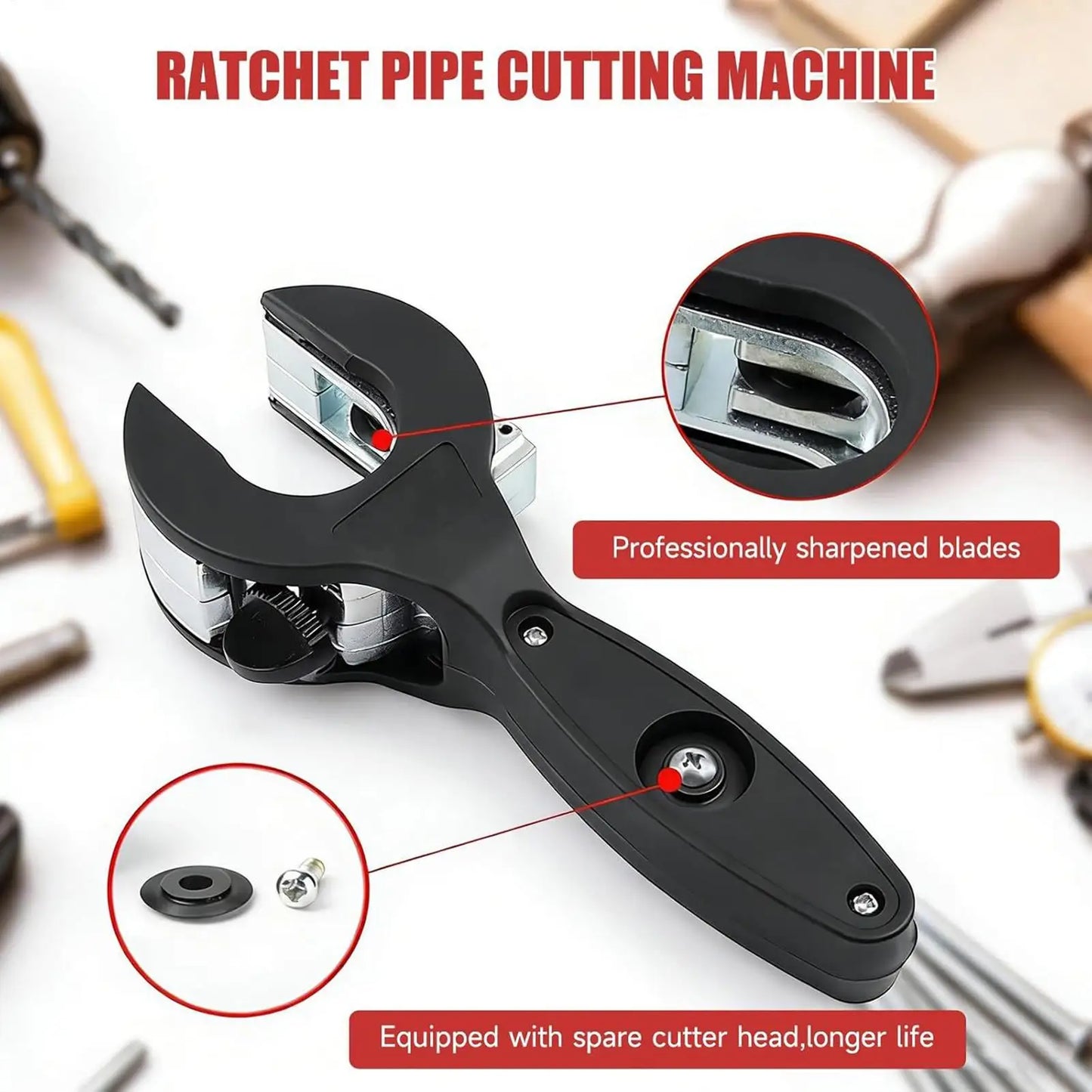 Ratchet Pipe Cutter 8–29mm | Copper, PVC & Aluminum Tubes