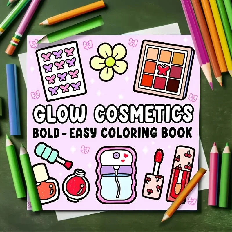 Glow Cosmetics Bold Easy Coloring Book Adult Teen Makeup Theme