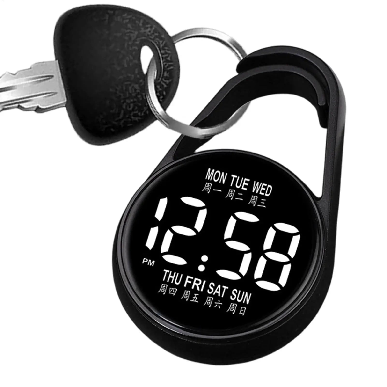 Digital Pocket Watch with LED Light Waterproof Electronic Keyring Watch Night Glow Small Pocket Watch for Travel Commuting Exam Peaceful Pleasures Health and Wellness
