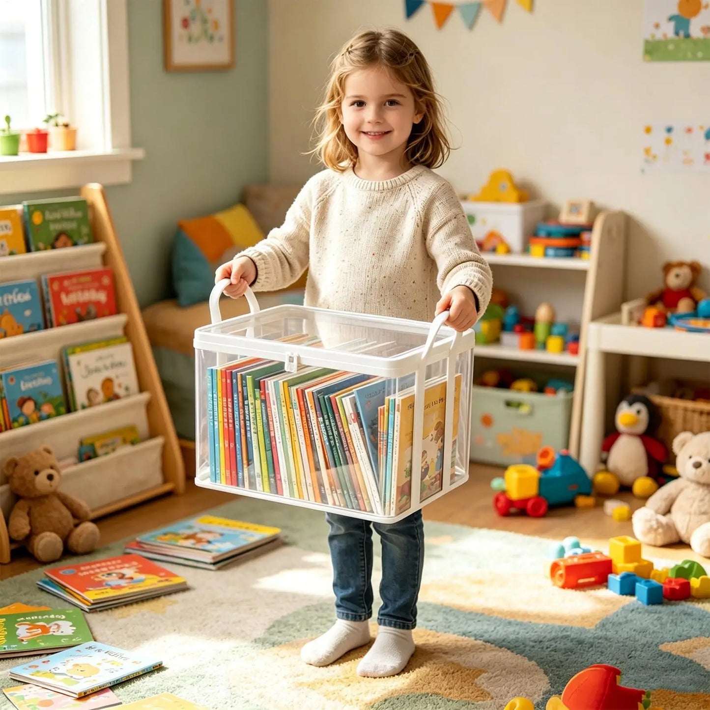 3-Pack Clear Zipper Storage Bags for Books, Media & Moving