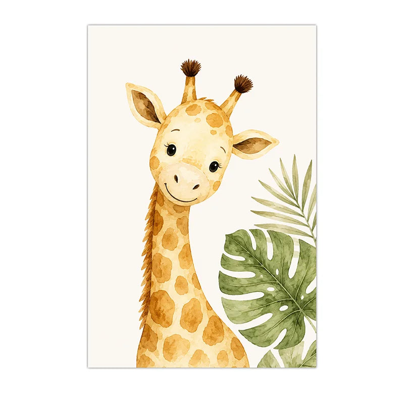 Watercolor Safari Animals Wall Art Cute Jungle Canvas Painting Poster Prints For Kids Room Nursery Decor Peaceful Pleasures Health and Wellness 05 20x25cm No Frame China Mainland