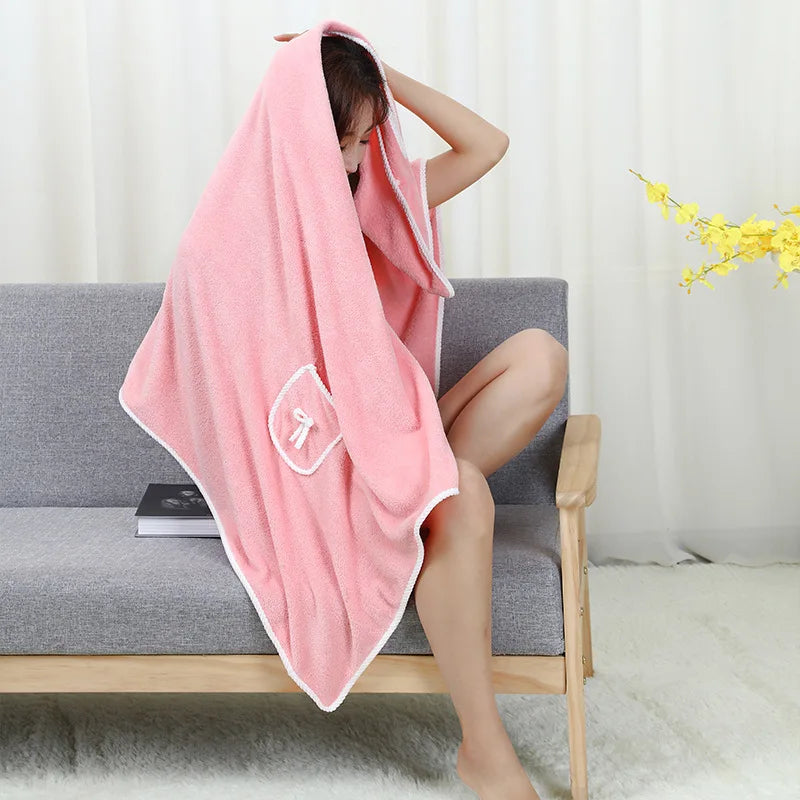 Women's Wearable Coral Velvet Bath Towel Wrap Skirt | Cotton