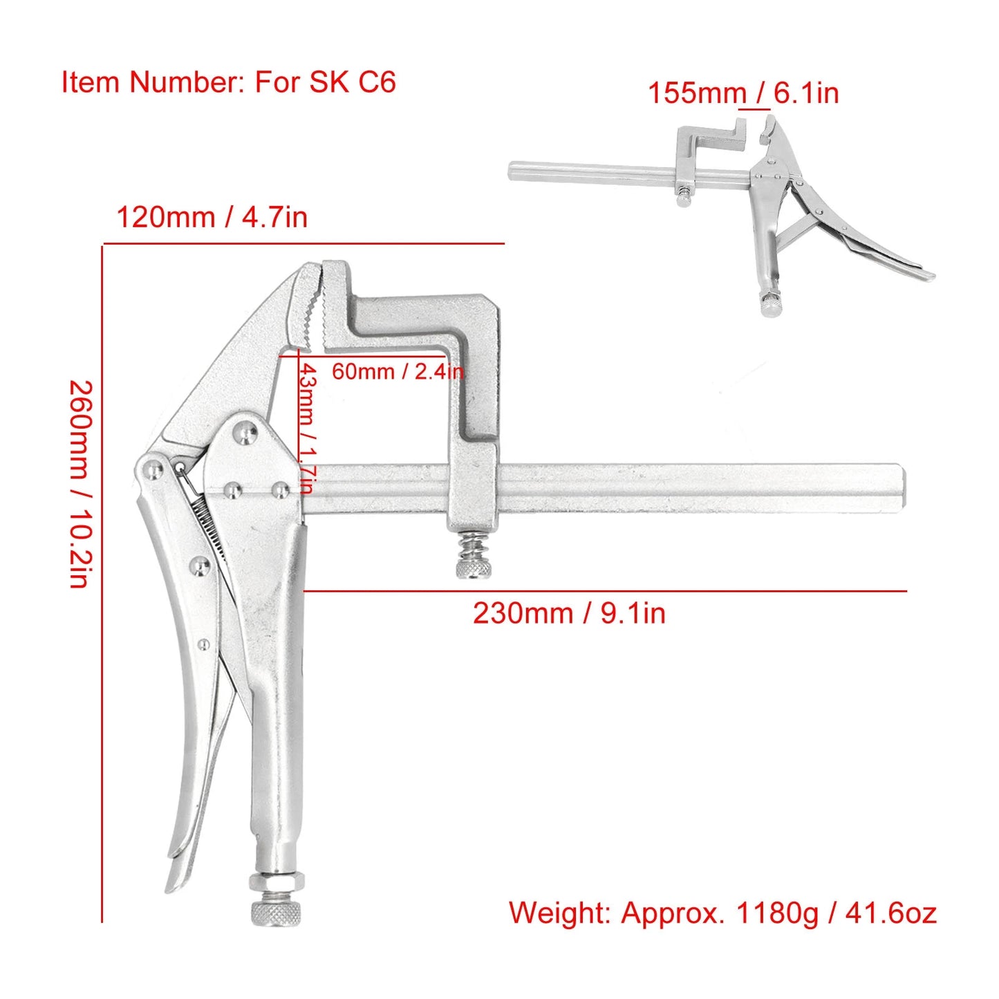 Clamp Vise Chrome Vanadium Steel Pointed Heavy Duty Adjustable