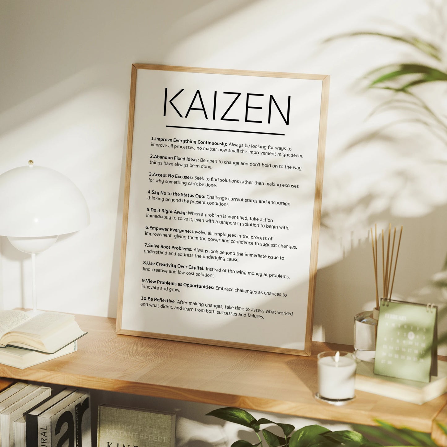 Kaizen Minimalist Canvas Wall Art Print | Motivational Decor