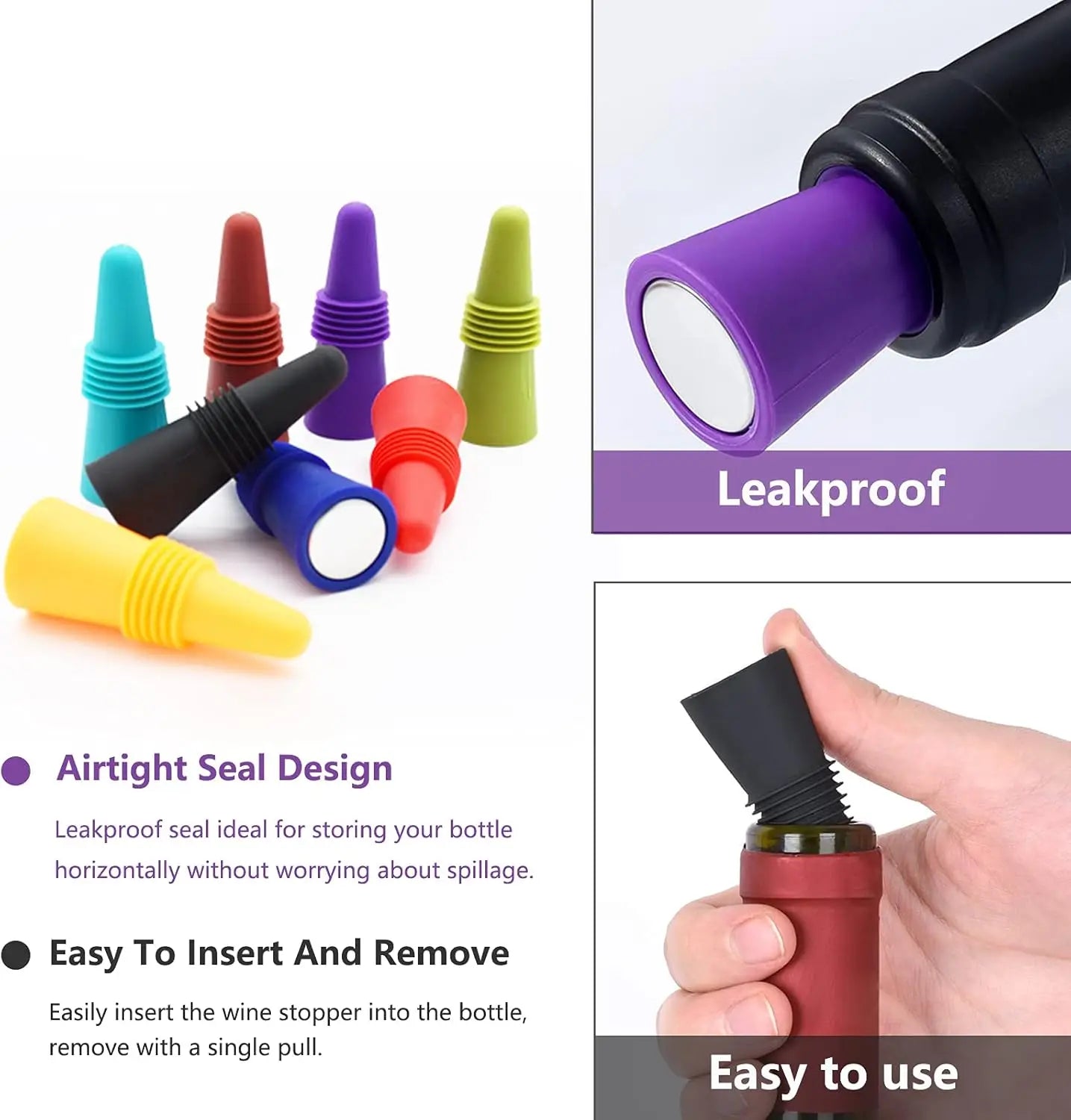 1PC Wine Stoppers Beverage Bottle Sealer Soft Silicone Wine Bottle Stoppers Corks with Grip Top for Keeping Wine Champagne Fresh Peaceful Pleasures Health and Wellness