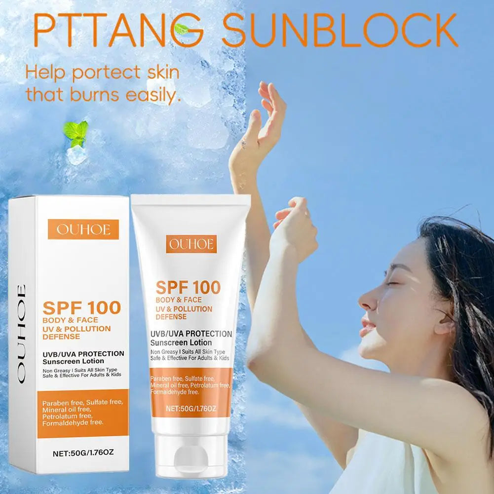 Sunscreen Lotion Spf100 Moisturizing Refreshing Light,Non Greasy,Prevent Facial And Body Sunburn Solar Blocker Facial Sunscreen Peaceful Pleasures Health and Wellness