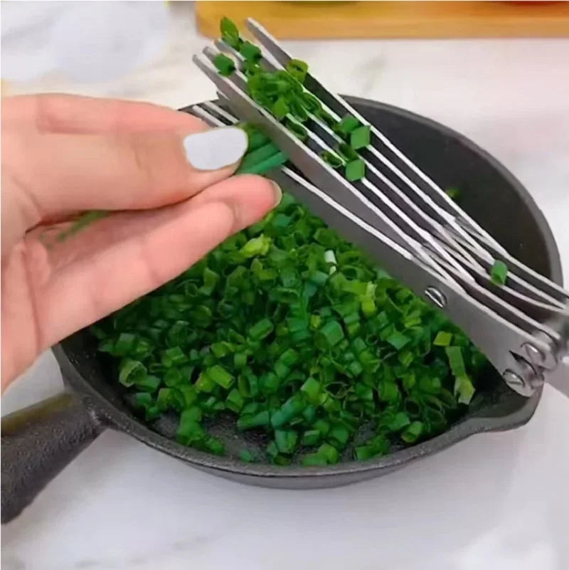 Muti-Layers Kitchen Scissors Stainless Steel Vegetable Cutter Scallion Herb Laver Spices Cooking Tool Cut Kitchen Accessories Peaceful Pleasures Health and Wellness
