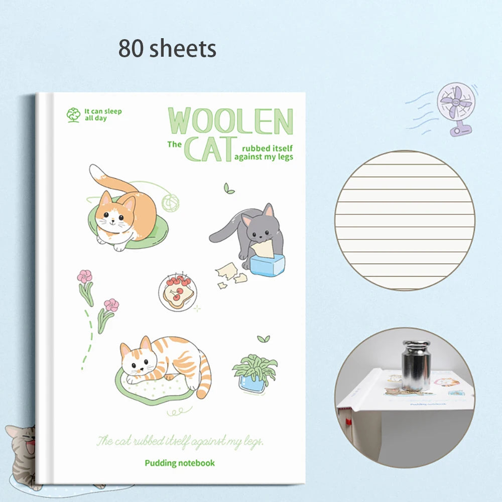 Cute Cat A5 Hard Cover Notebook Cartoon Simplified Student Classroom