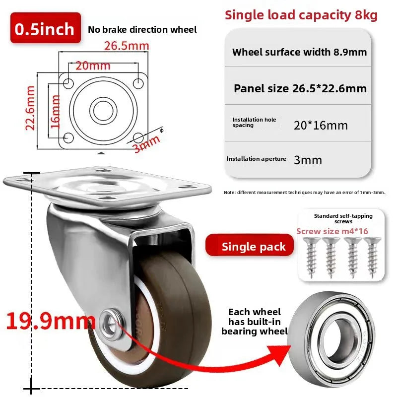 Side-Mount Silent Rubber Caster Wheel for Furniture – 20KG
