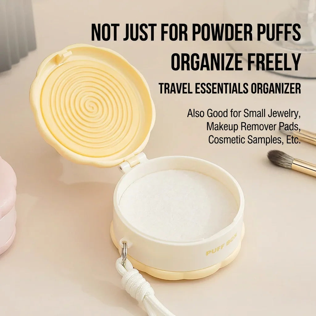 Cookie-Shaped 2-Layer Powder Puff Cosmetic Storage Box