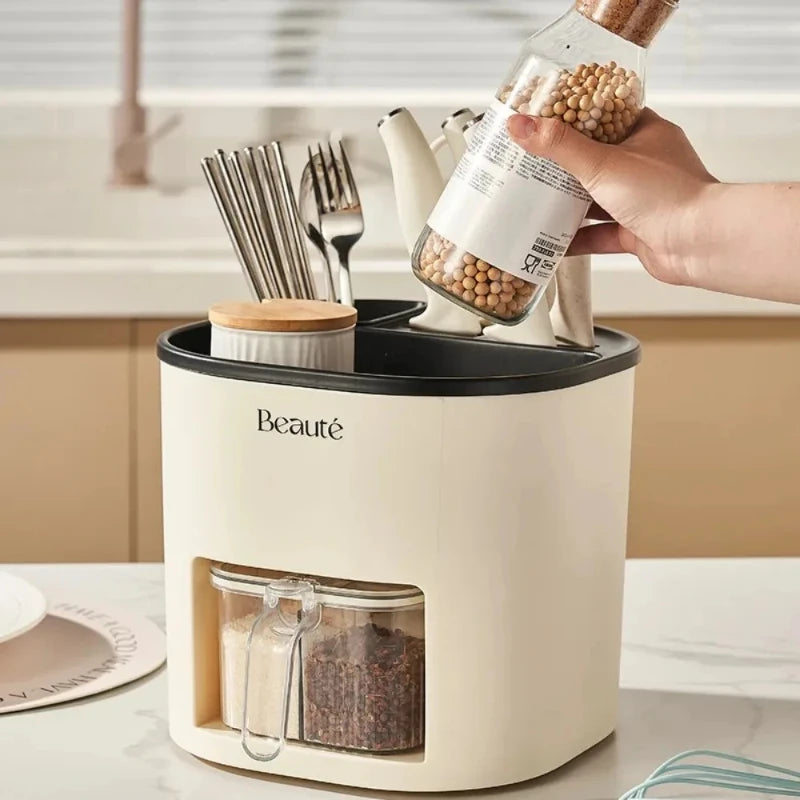Storage Holders Cute Small Kitchen Organizer Chopstick Box Spice Bottle Storage Holder Large Capacity Rotating Knife Holder Peaceful Pleasures Health and Wellness