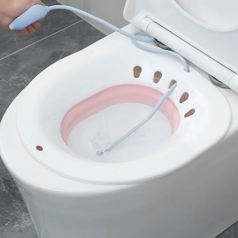 Sits Bath for Hemorrhoids, Sits Bath for Toilet Seat, Postpartum Care, Sits Bath Kit for Women, Collapsible, Flusher Hose Peaceful Pleasures Health and Wellness