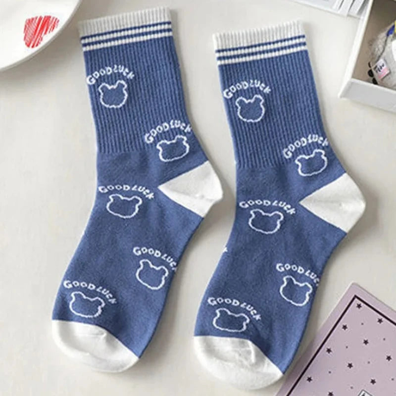 Women's Socks Warm Socks In Autumn and Winter Blue Socks Students High-top Striped Checkered Sports Stockings Peaceful Pleasures Health and Wellness 5 One size