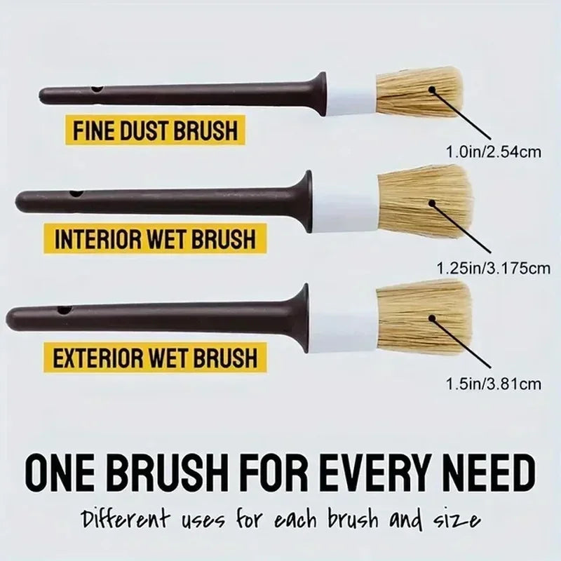 3-Piece Car Detailing Brush Set – Interior & Exterior Cleaning
