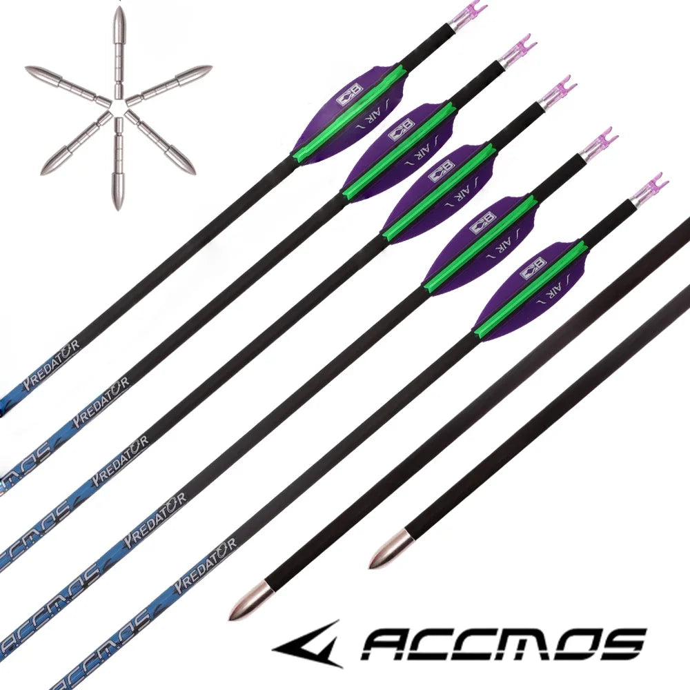 6 ID4 Arrow Spine 250-1000 Shaft Pure Carbon Archery AIR Feathers