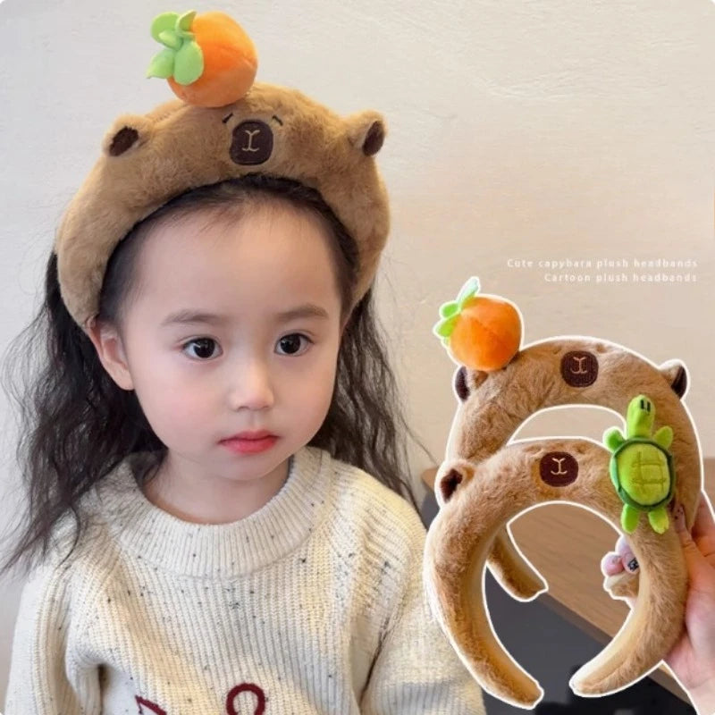 Plush Capybara Hair Headband – Cute Wash Hoop for Girls & Kids