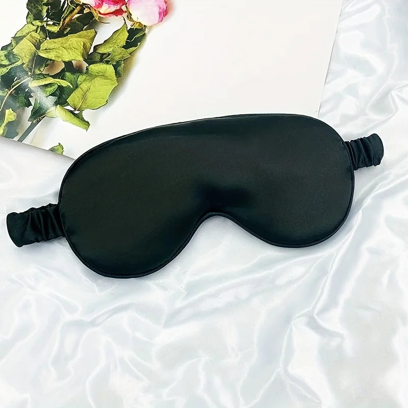 Double-Sided Imitation Silk Sleep Eye Mask, Blackout Eye Mask, Elastic Strap, Travel Nap Eye Mask, Eye Protection Peaceful Pleasures Health and Wellness Black