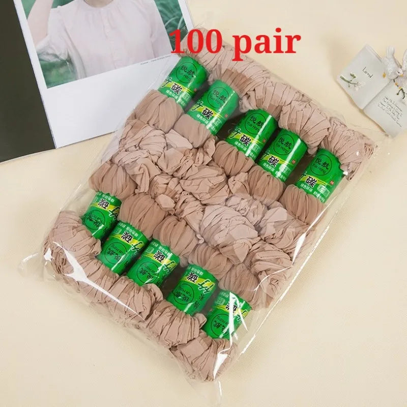 Women's Ultrathin Transparent Nylon Ankle Socks | 10–100 Pairs