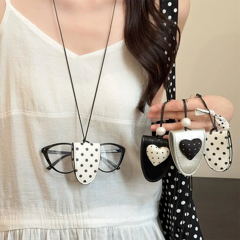 Anti-lost Glasses Storage Lanyard Necklace Polka Dot Print Eyeglass Clip Portable Sunglasses Key Hanging Storage Bag Accessory Peaceful Pleasures Health and Wellness