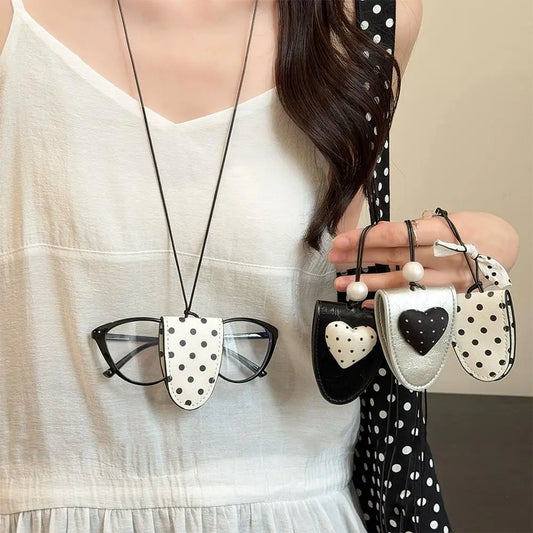 Anti-lost Glasses Storage Lanyard Necklace Polka Dot Print Eyeglass Clip Portable Sunglasses Key Hanging Storage Bag Accessory Peaceful Pleasures Health and Wellness