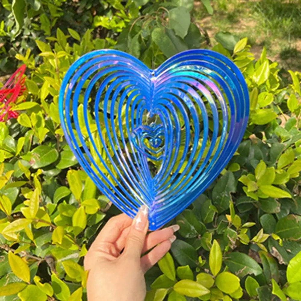 Heart-Shaped Wind Spinner Bird Repeller | Garden Hanging Decor