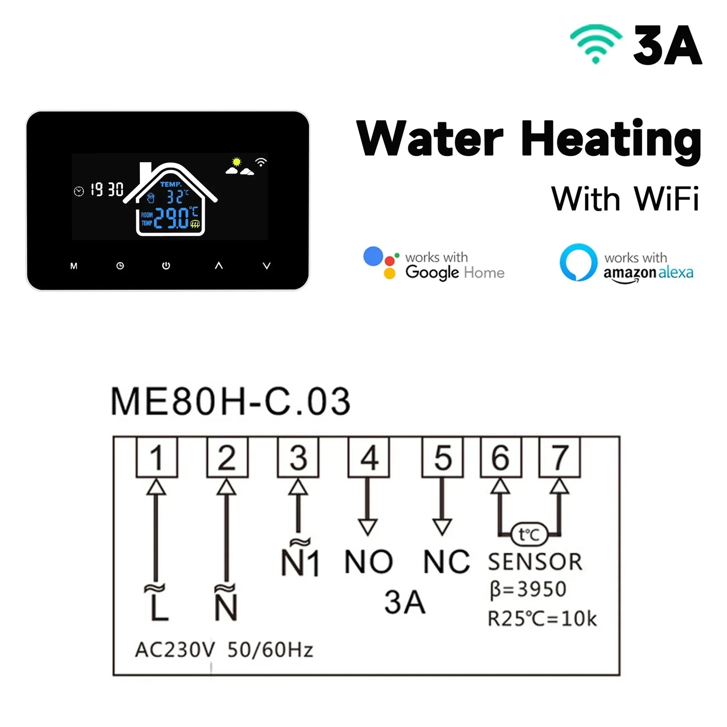 2024 New Smart Thermostat Tuya WiFi Temperature Controller Electric Floor Heating Plumbing LCD Display for Alice AlexaGoogleHome Peaceful Pleasures Health and Wellness WiFi Water Heating