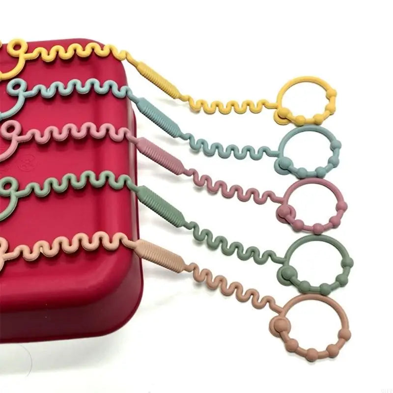 Silicone Baby Teether Pacifier Holder & Bottle Tether Clip