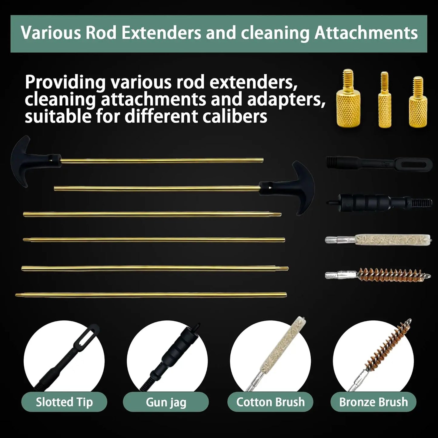 Universal Gun Cleaning Kit with Brass Rods Handgun Firearm Cleaner Tool Hunting Accessories Glock19 M16 Ar15 Hunting Accessories Peaceful Pleasures Health and Wellness