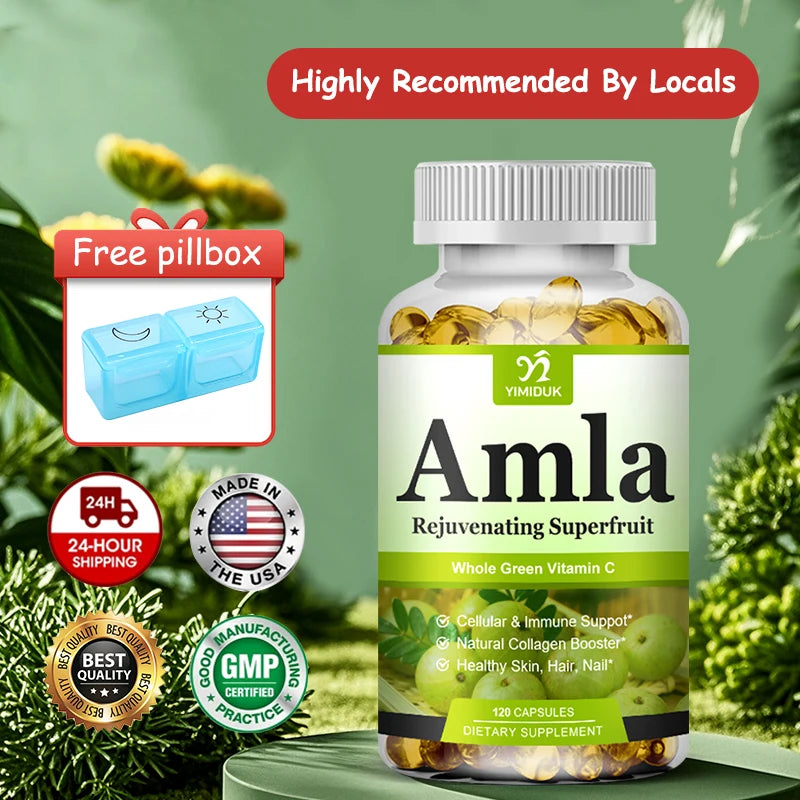 Organic Amla Capsules, Support Collagen, Fights Free Radicals & Daily Wellness, Antioxidant Power for Immunity & Skin Health Peaceful Pleasures Health and Wellness
