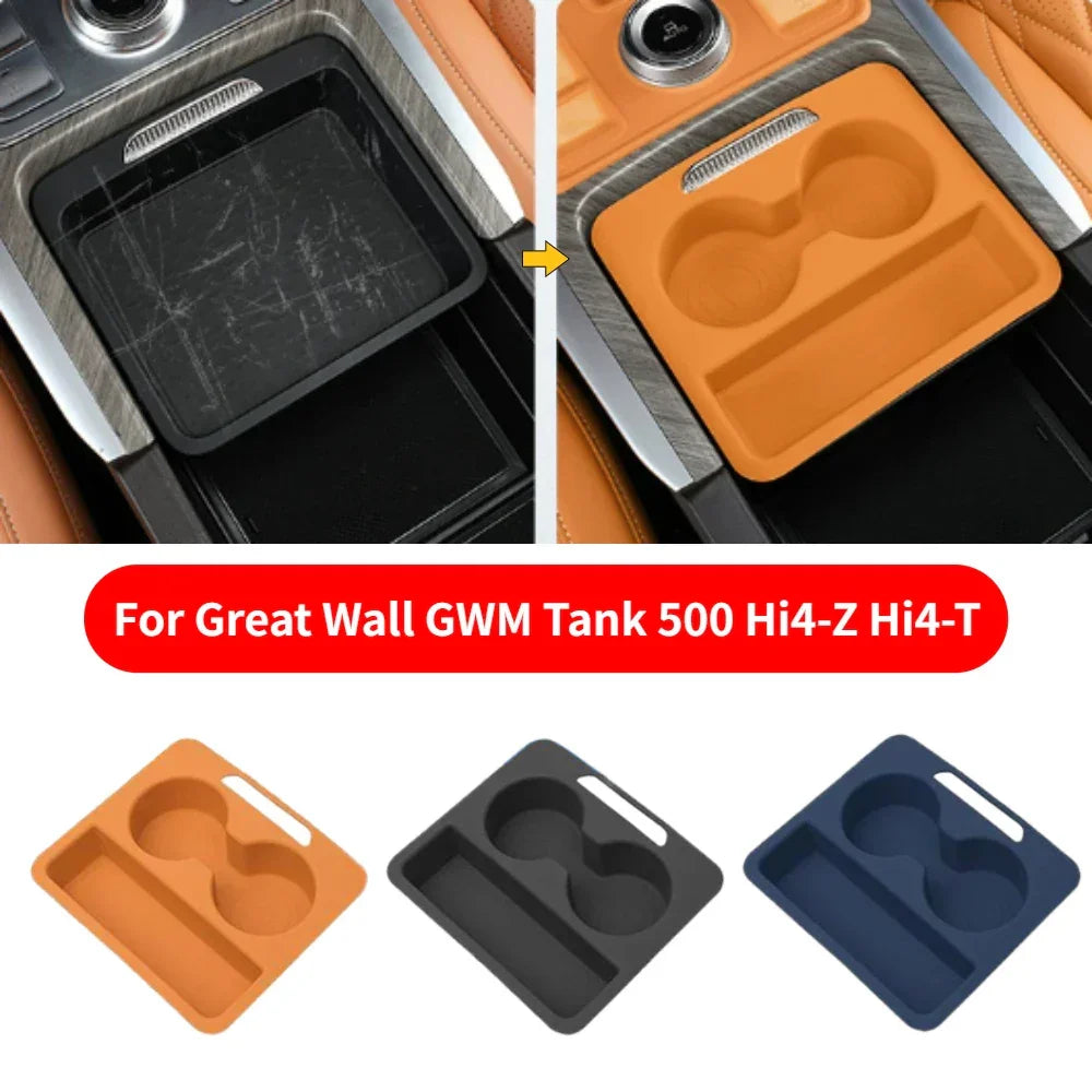 Car Central Control Push-pull Box Silicone Pad For Great Wall GWM Tank 500 Hi4-Z Hi4-T 2024-2025 Car Armrest Box Accessories Peaceful Pleasures Health and Wellness