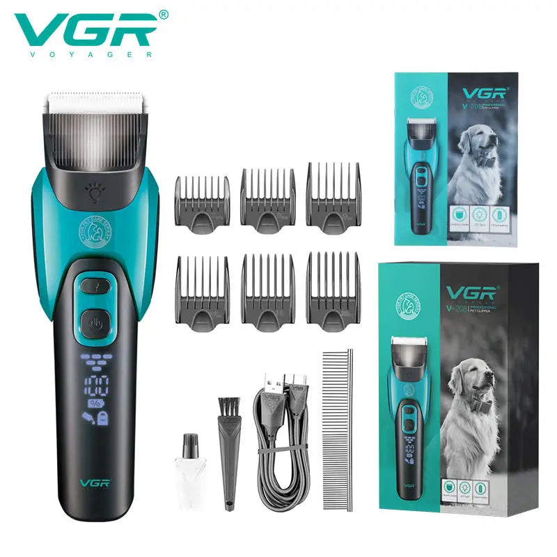 VGR 208 Pet Shaver Sharp Blade Deep Cleaning Hair Trimmer Safe and Reliable USB Pet Hair Removal Electric Push Cutting Razor Peaceful Pleasures Health and Wellness V-208blue