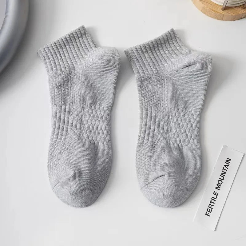 Men's Warm Cotton Short Socks – Black & White Business Sport Set