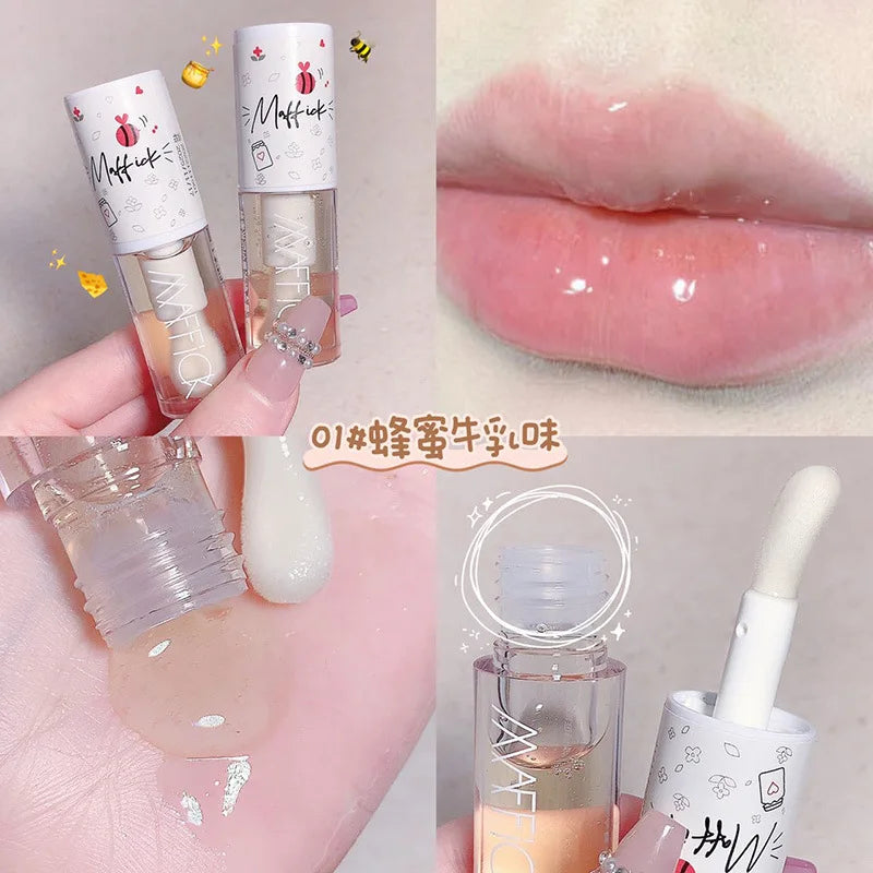 K-Beauty Lip Gloss Oil | Moisturizing Jelly Lip Balm & Brush