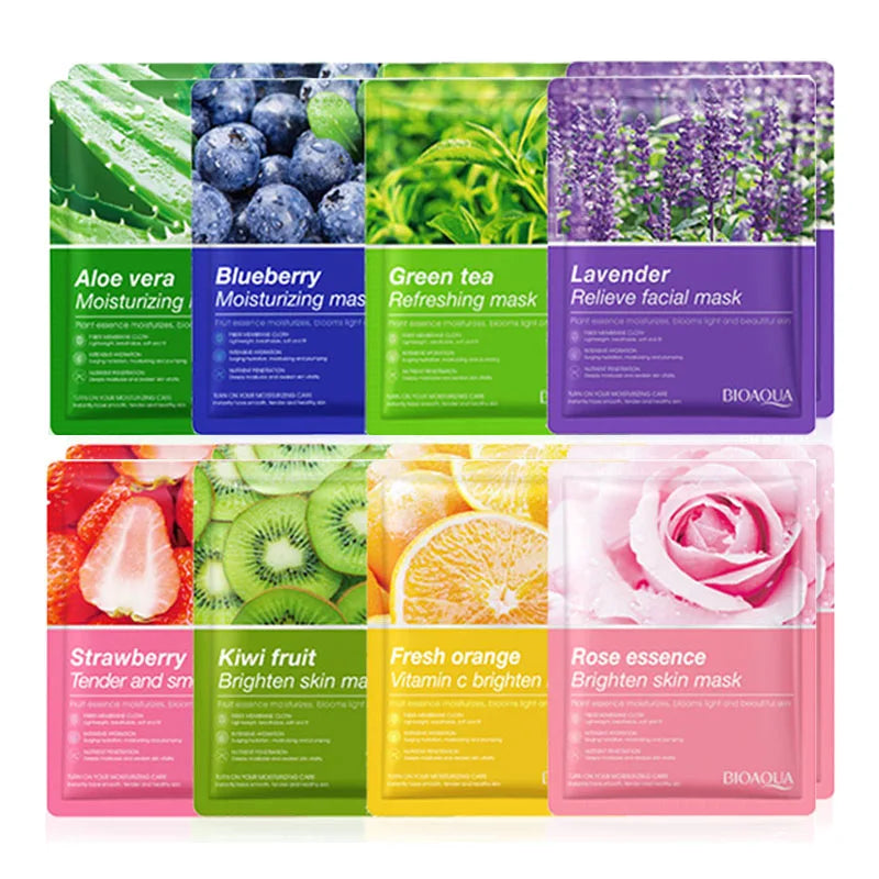 BIOAOUA 8-Pack Natural Plant Face Masks | Hydrating & Firming