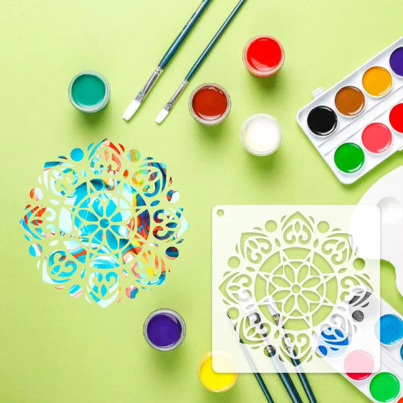 Hollow Mandala Stencils Painting Craft Templates Children Drawing