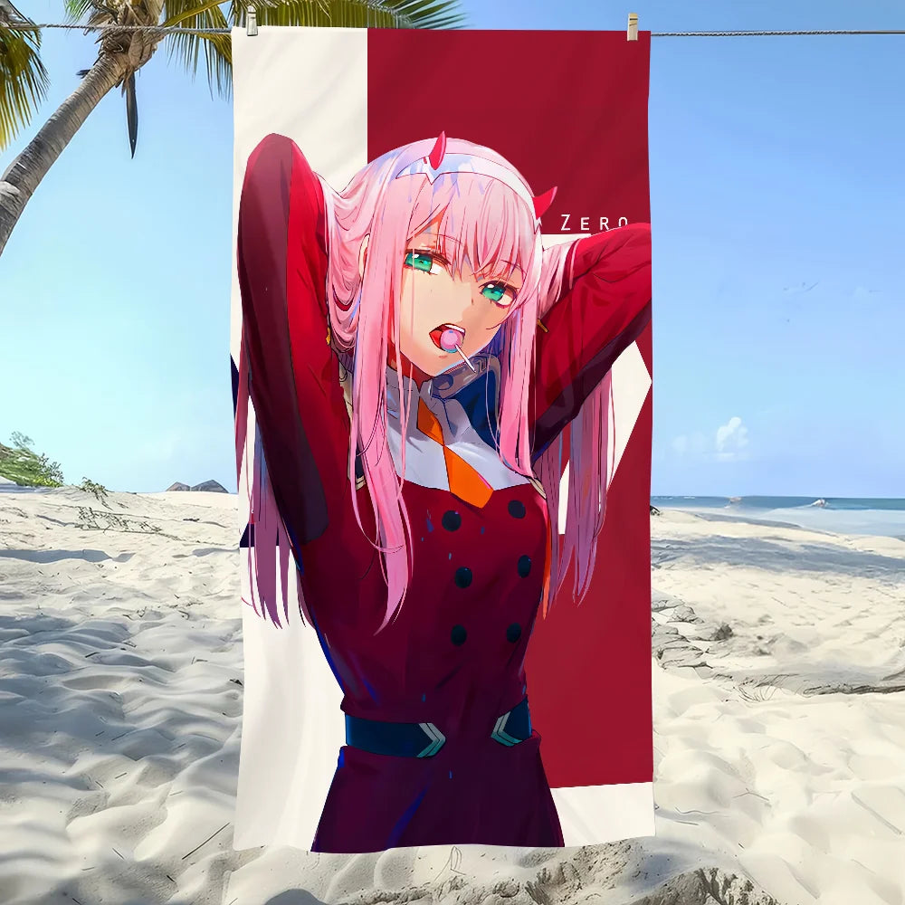 Darling in the FranXX Zero Two Anime Beach Towel | Quick Dry Anime Beach Towel Peaceful Pleasures Health and Wellness z3 STJ150x180CM