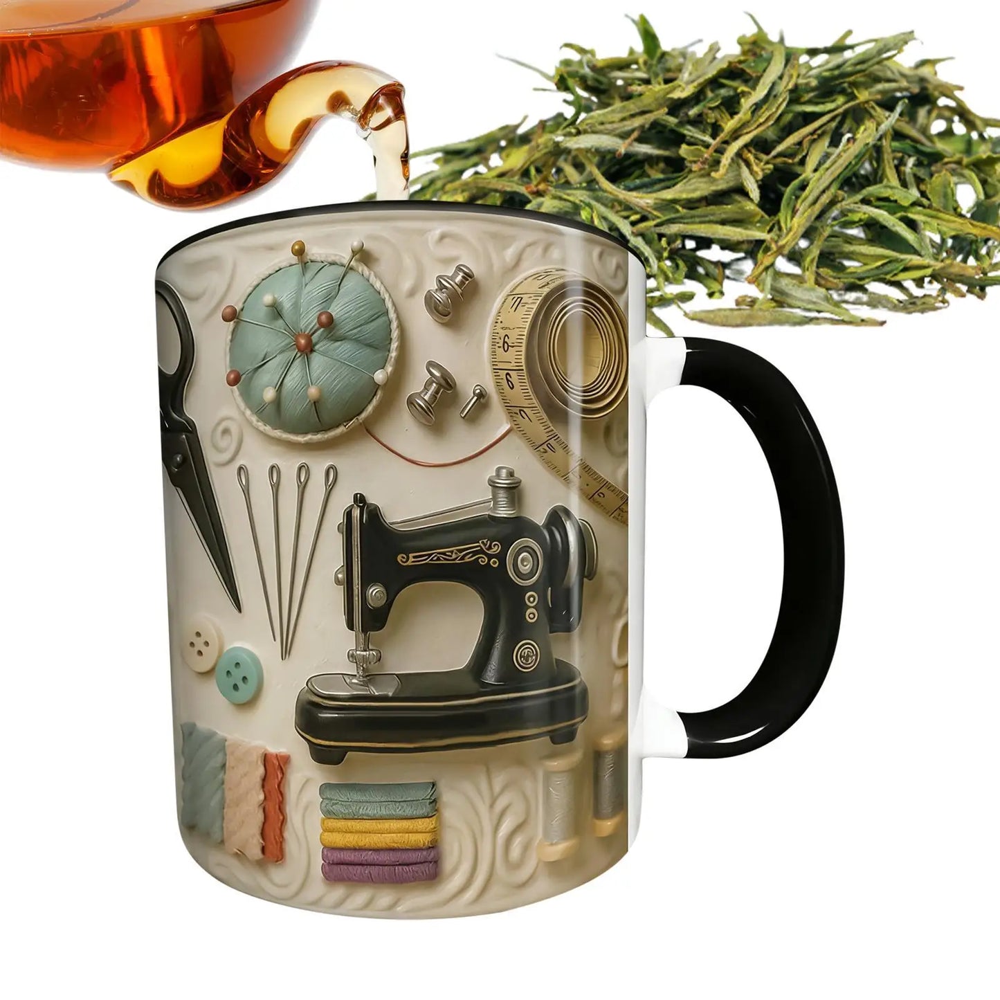 Sewing-Themed Ceramic Coffee Mug 300ml | Tea & Cocoa Cup