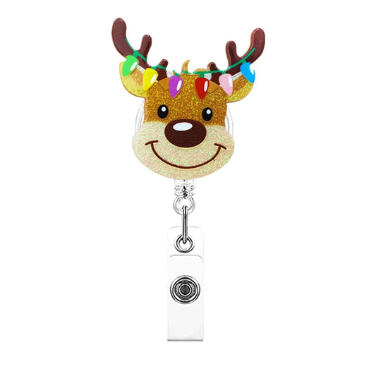 Acrylic Christmas Badge Reel Santa Claus Snowman Elk Retractable Badge Holder Gingerbread Xmas Decoration ID Card Holder Peaceful Pleasures Health and Wellness Style 8