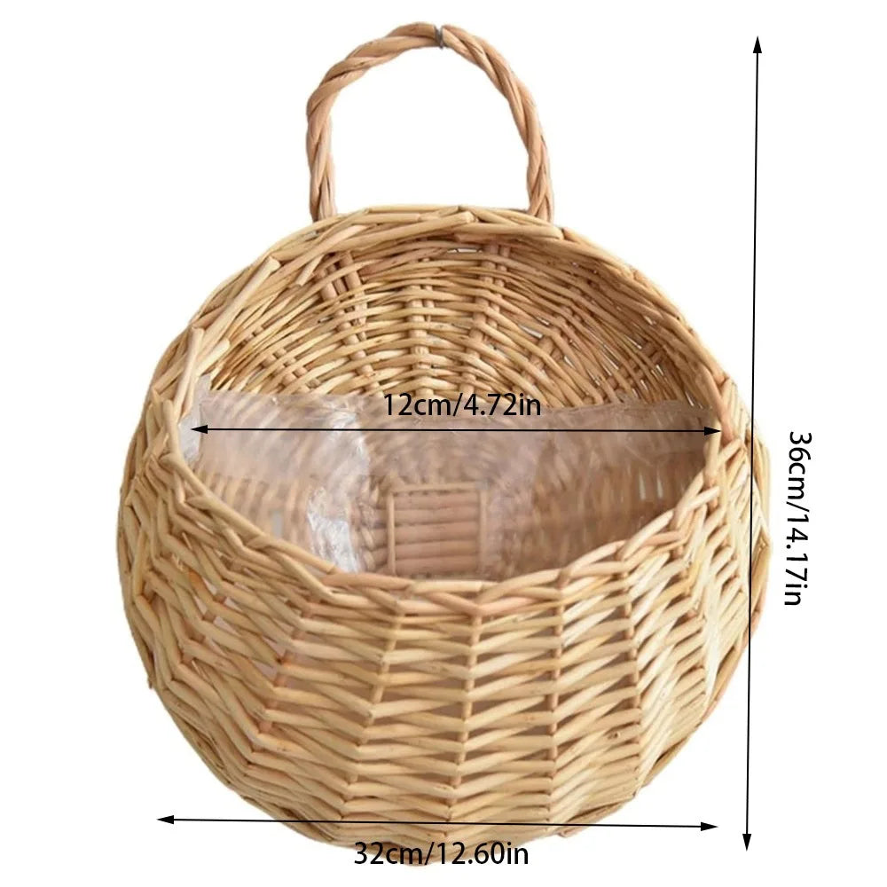 Handmade Wicker Hanging Flower Basket | Wall Planter