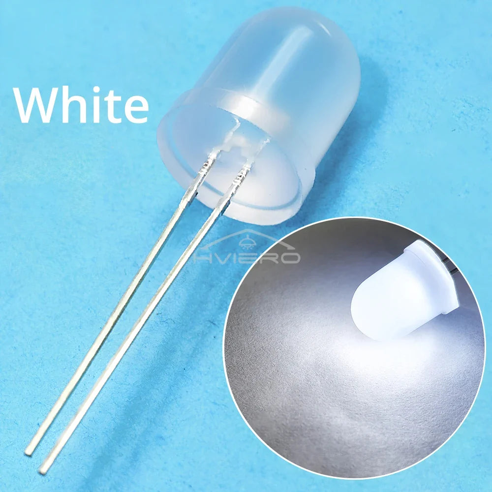 10mm Diffused LED Beads 50/250pcs | Ultra Bright DIY Diodes