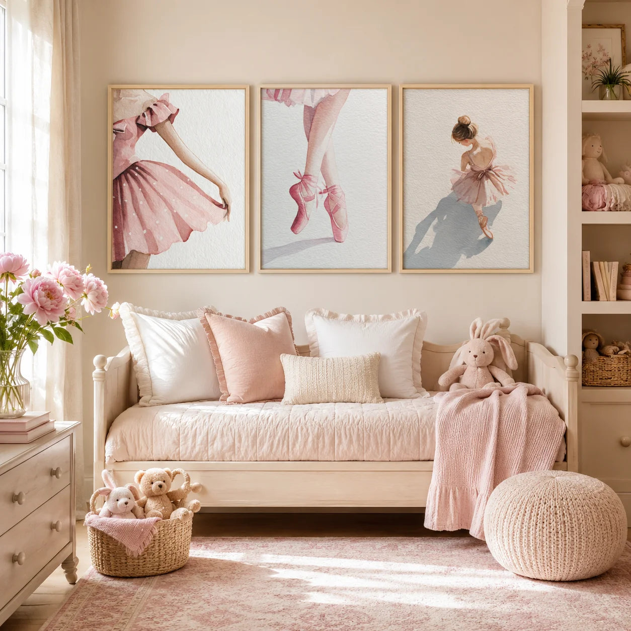 Nordic Ballerina Pink Canvas Wall Art | Girls Bedroom Décor Canvas Wall Art Peaceful Pleasures Health and Wellness