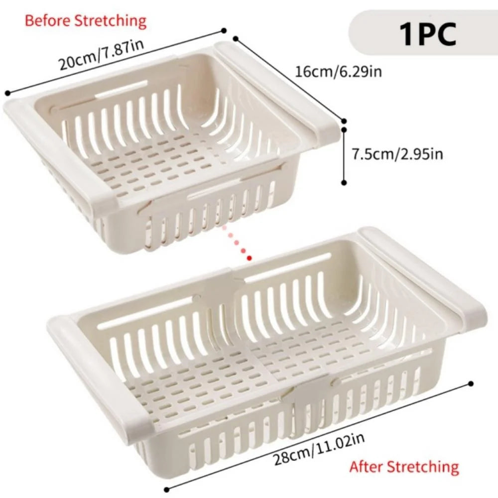 Expandable Fridge Drawer Organizer – Pull-Out Shelf Storage Rack Fridge Shelf Organizer Peaceful Pleasures Health and Wellness 1Pc Beige